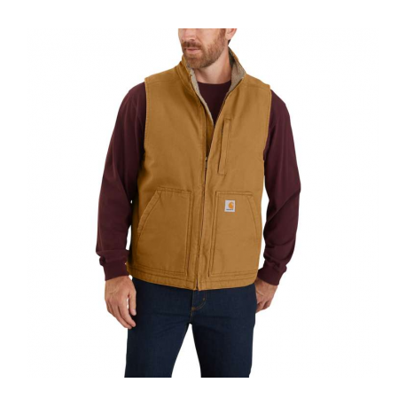 WASHED DUCK SHERPA LINED MOCK NECK VEST 104277