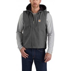 RELAXED FIT WASHED DUCK FLEECE-LINED HOODED VEST 103837