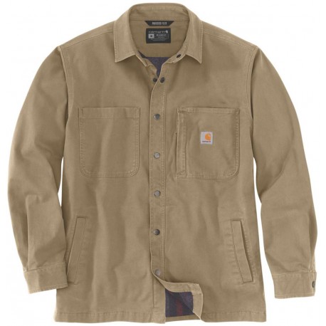 RUGGED FLEX® RELAXED FIT CANVAS FLEECE-LINED SNAP-FRONT SHIRT JAC 105532
